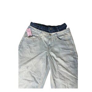 NWT Wild Fable Jeans Sz 12 Light Wash Double Waist  Band 90s Relaxed Straight